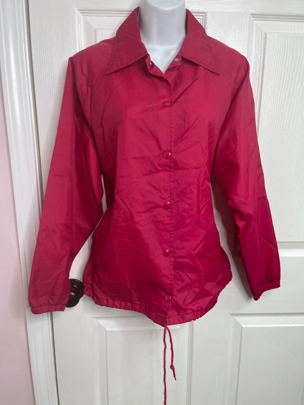 Hot Pink Old School Coach Windbreaker Jacket Vintage Rock Creek Size Large